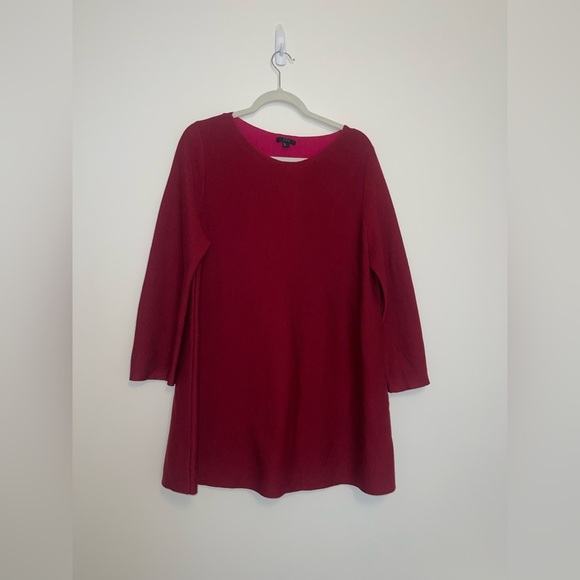 COS Burgundy Wool Straight Mod Dress Large minimalist neutral quiet luxury - Picture 4 of 7